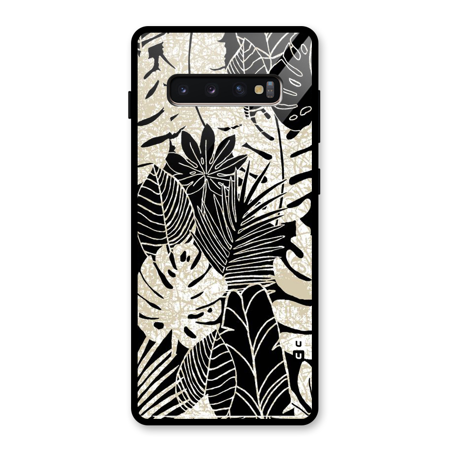 Leaf Pattern Glass Back Case for Galaxy S10 Plus