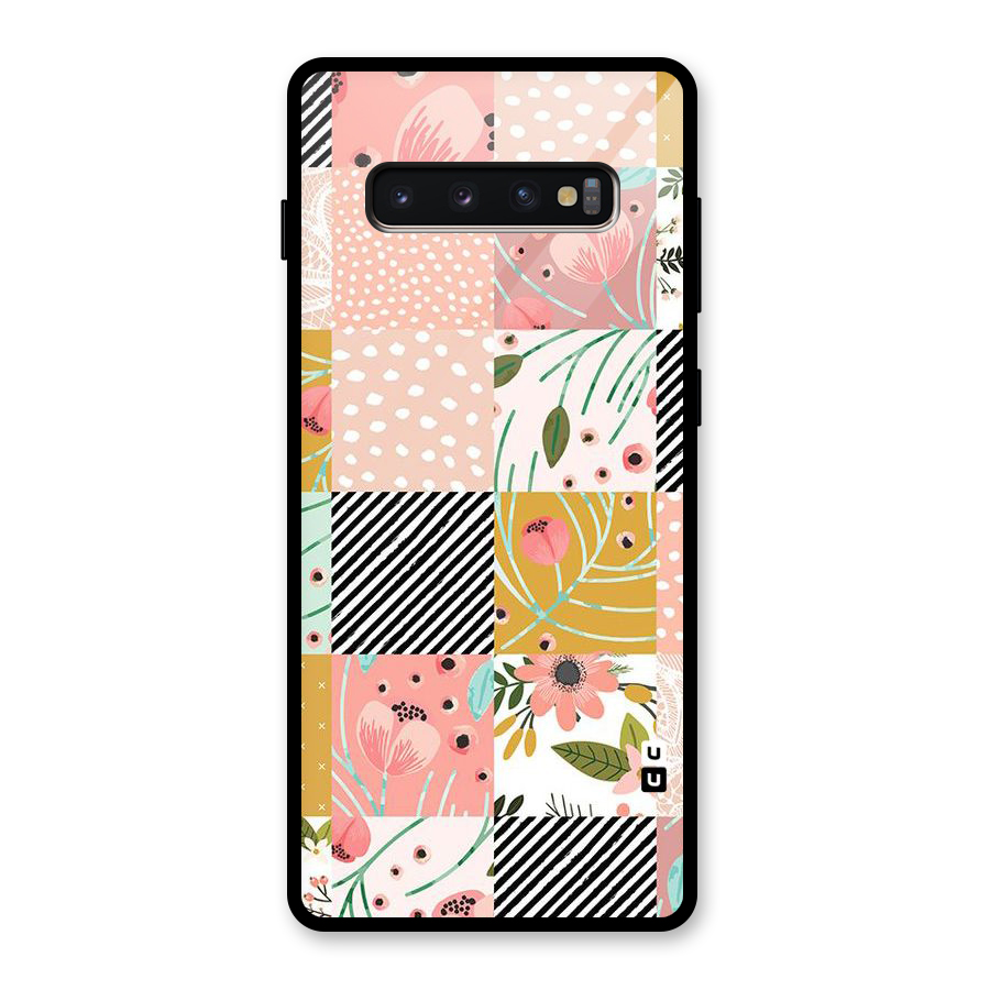 Leaf Stripe Polka Glass Back Case for Galaxy S10 Plus