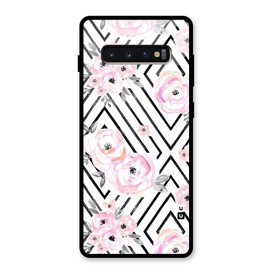 Light Pastel Flowers Design Glass Back Case for Galaxy S10 Plus