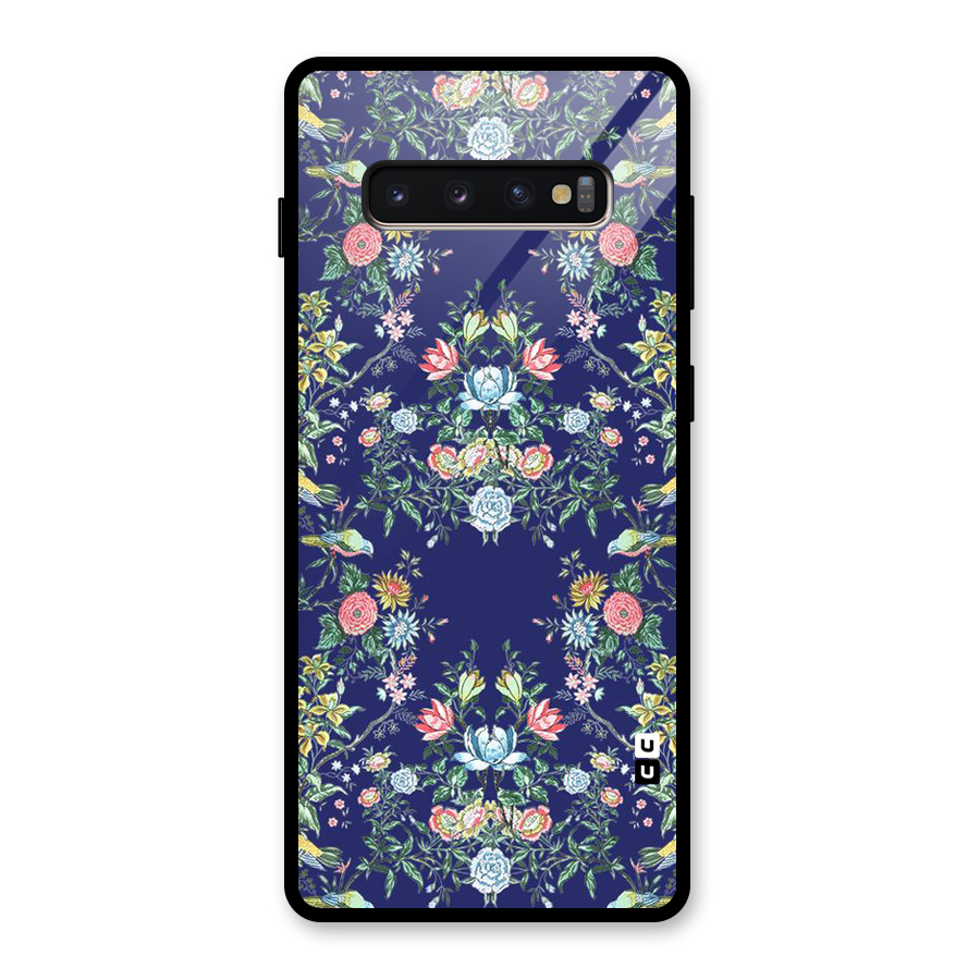 Little Flowers Pattern Glass Back Case for Galaxy S10 Plus