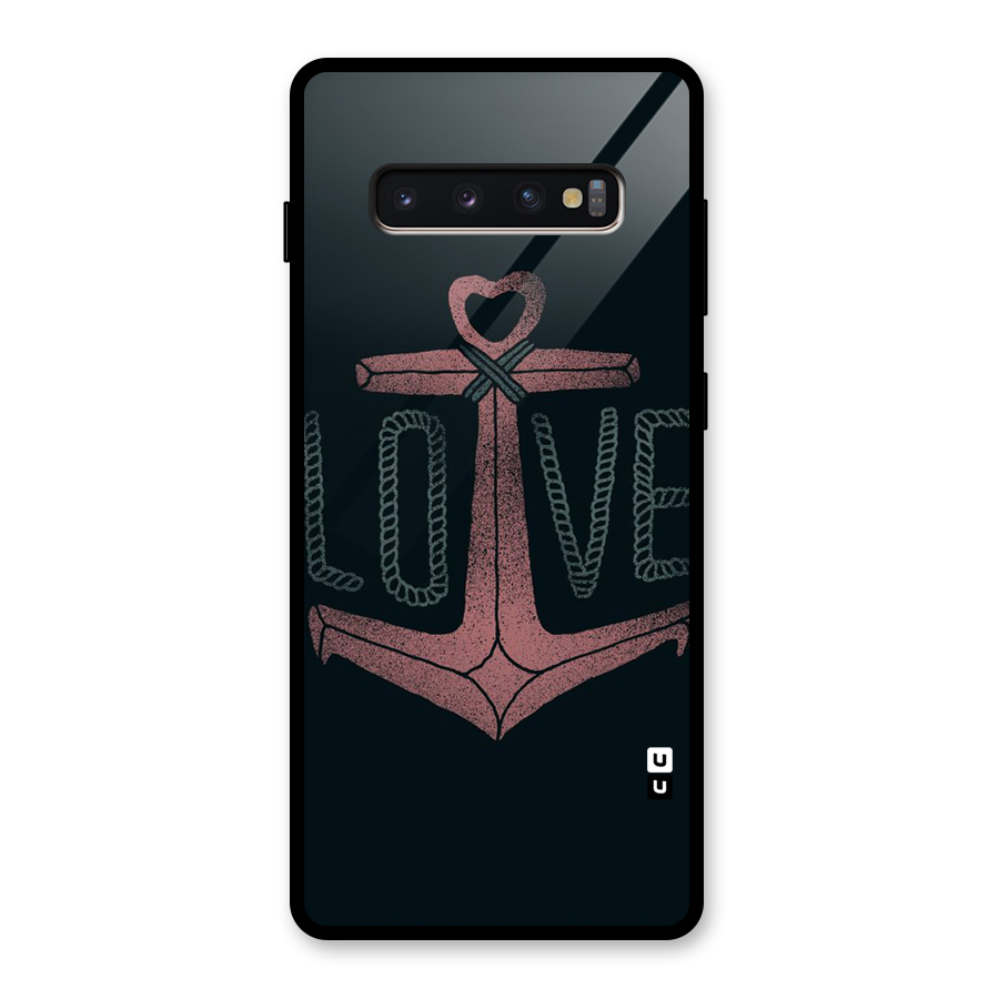 Love Anchor Form Glass Back Case for Galaxy S10 Plus