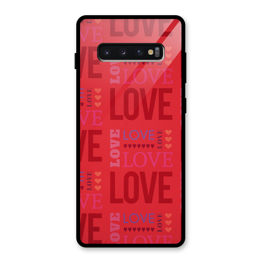 Love Pattern Glass Back Case for Galaxy S10 Plus