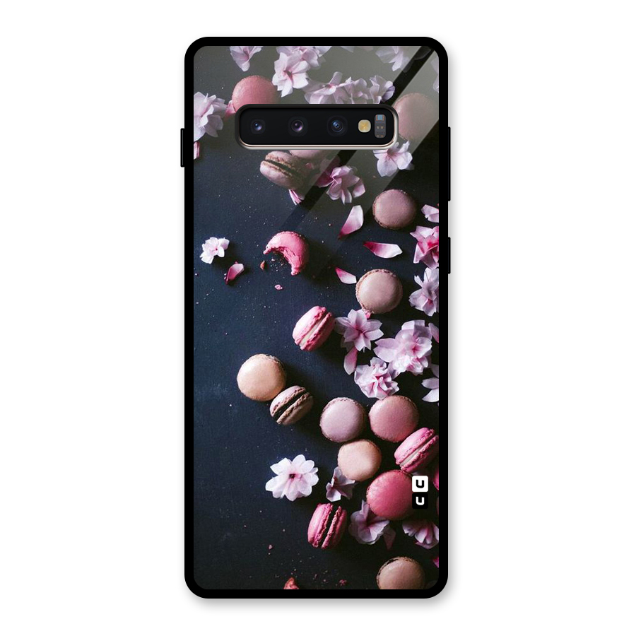 Macaroons And Cheery Blossoms Glass Back Case for Galaxy S10 Plus