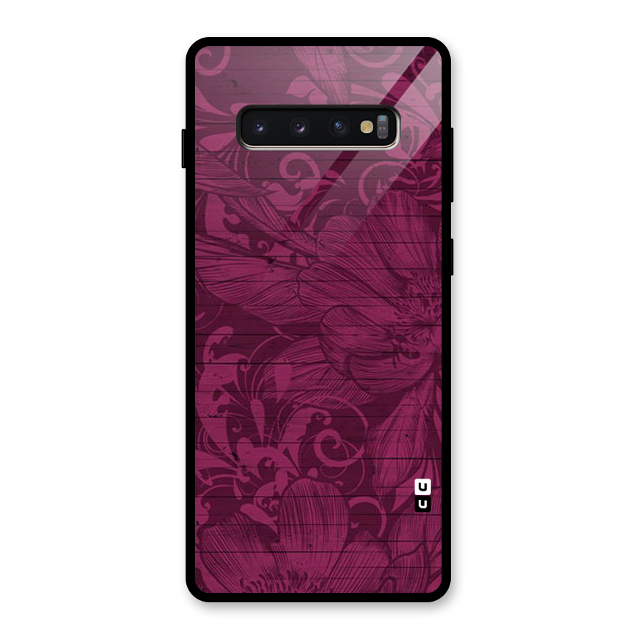 Magenta Floral Pattern Glass Back Case for Galaxy S10 Plus