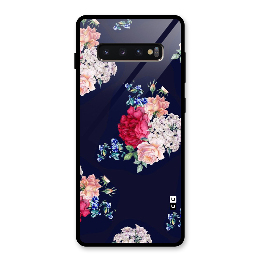 Magenta Peach Floral Glass Back Case for Galaxy S10 Plus