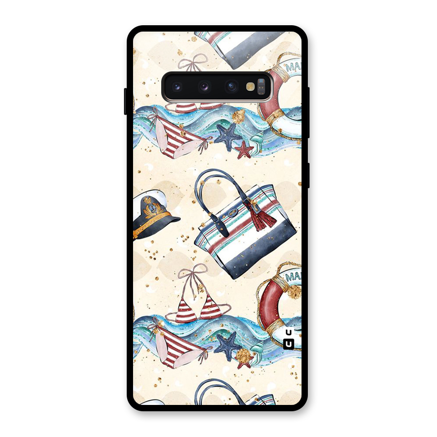 Marine Bag Design Glass Back Case for Galaxy S10 Plus