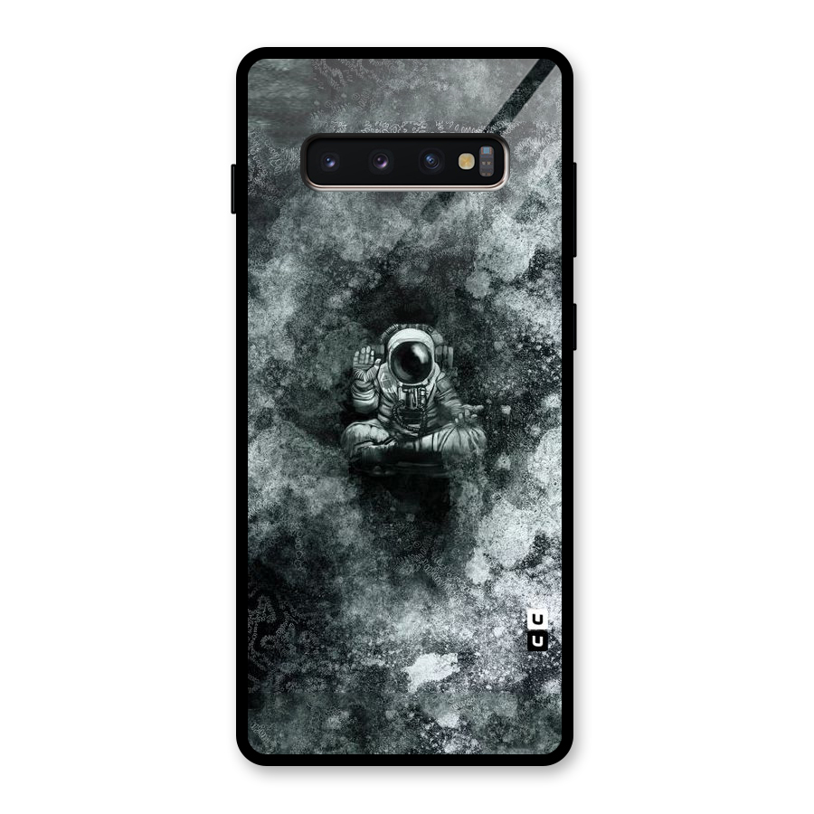 Meditating Spaceman Glass Back Case for Galaxy S10 Plus