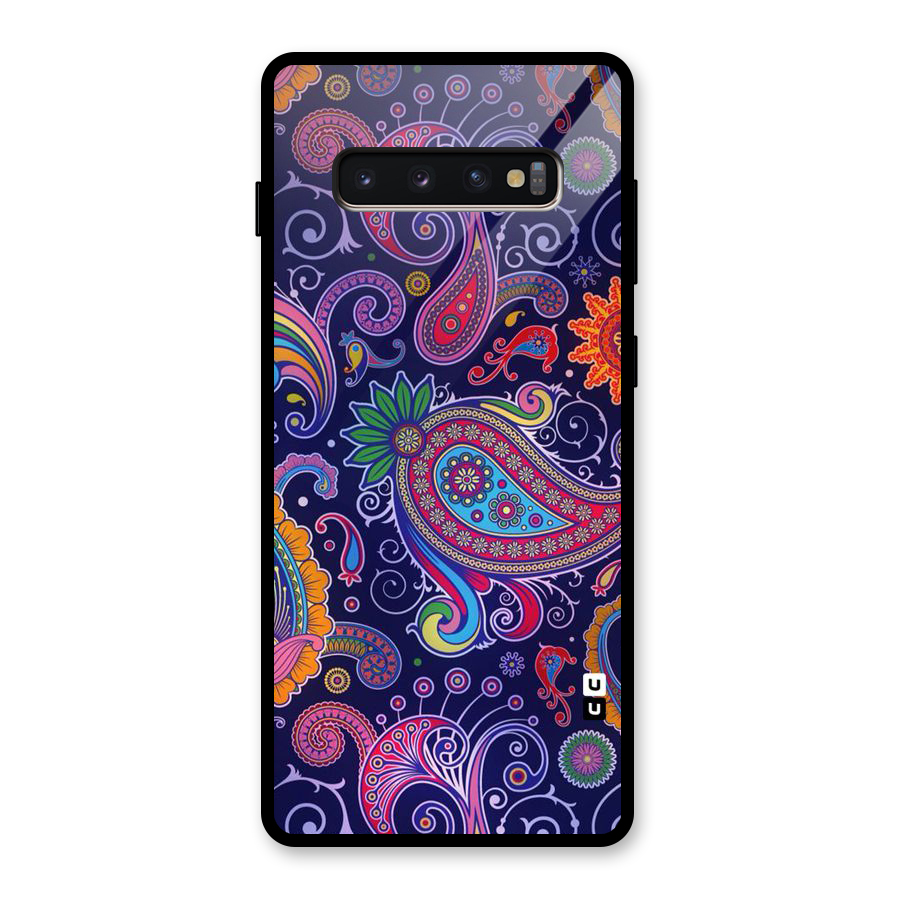 Mehendi Pattern Glass Back Case for Galaxy S10 Plus