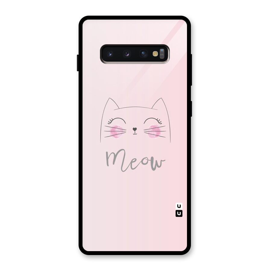 Meow Pink Glass Back Case for Galaxy S10 Plus