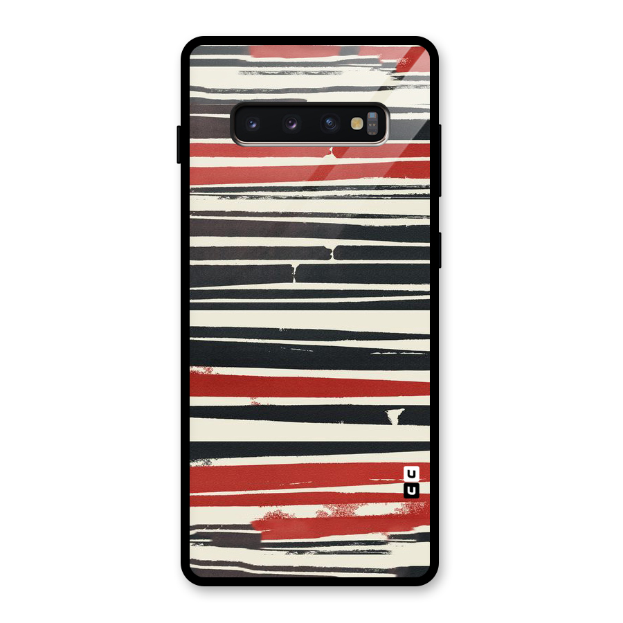 Messy Vintage Stripes Glass Back Case for Galaxy S10 Plus
