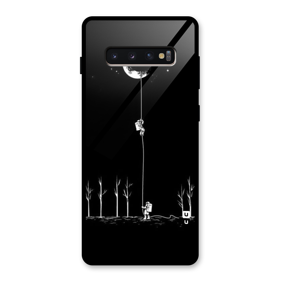 Moon Man Glass Back Case for Galaxy S10 Plus