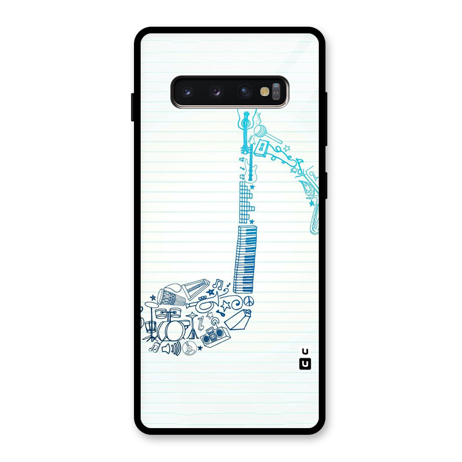 Music Note Design Glass Back Case for Galaxy S10 Plus
