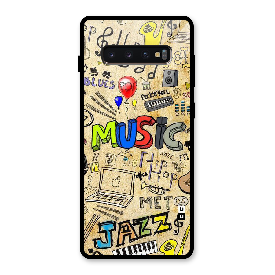 Music Pattern Glass Back Case for Galaxy S10 Plus