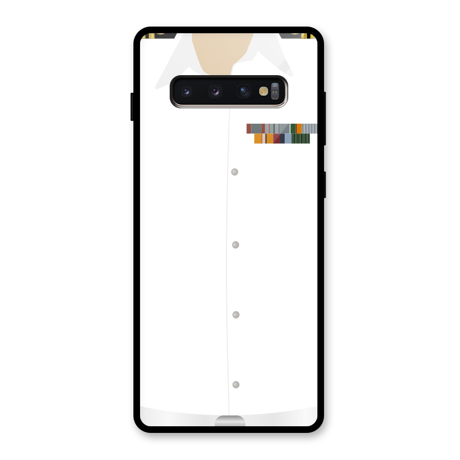 Navy Uniform Glass Back Case for Galaxy S10 Plus