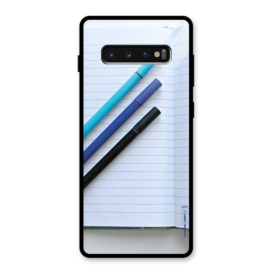 Notebook And Pens Glass Back Case for Galaxy S10 Plus