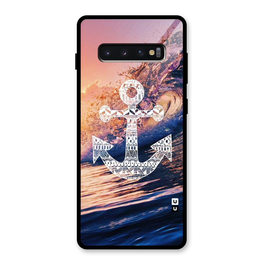 Ocean Anchor Wave Glass Back Case for Galaxy S10 Plus