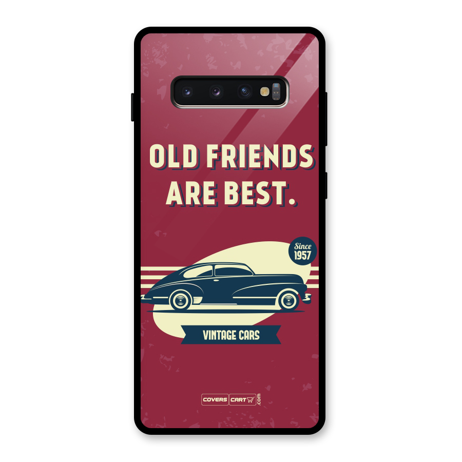 Old Friends Vintage Car Glass Back Case for Galaxy S10 Plus