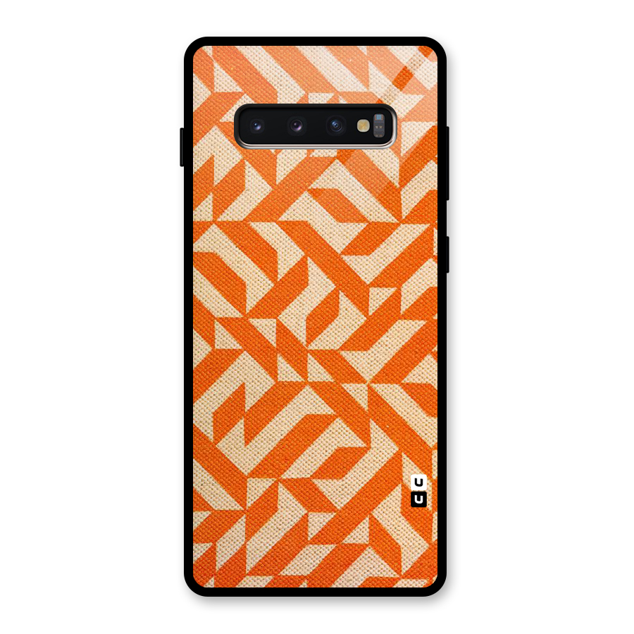 Orange Beige Pattern Glass Back Case for Galaxy S10 Plus