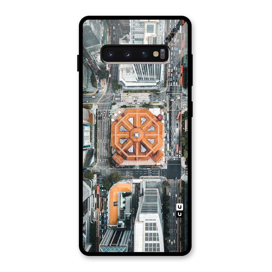 Orange Dome Glass Back Case for Galaxy S10 Plus