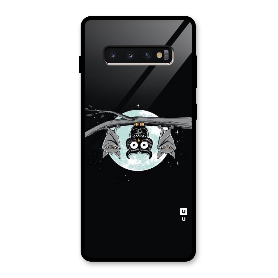 Owl Hanging Glass Back Case for Galaxy S10 Plus