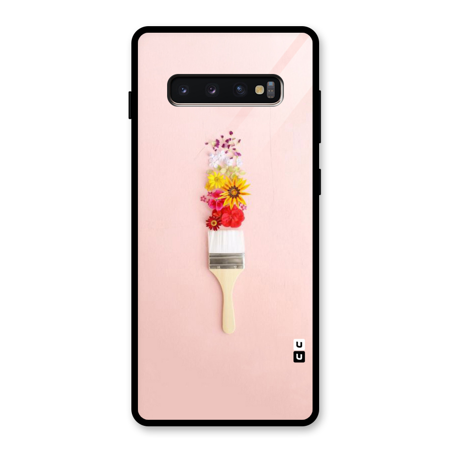 Painted Flowers Glass Back Case for Galaxy S10 Plus
