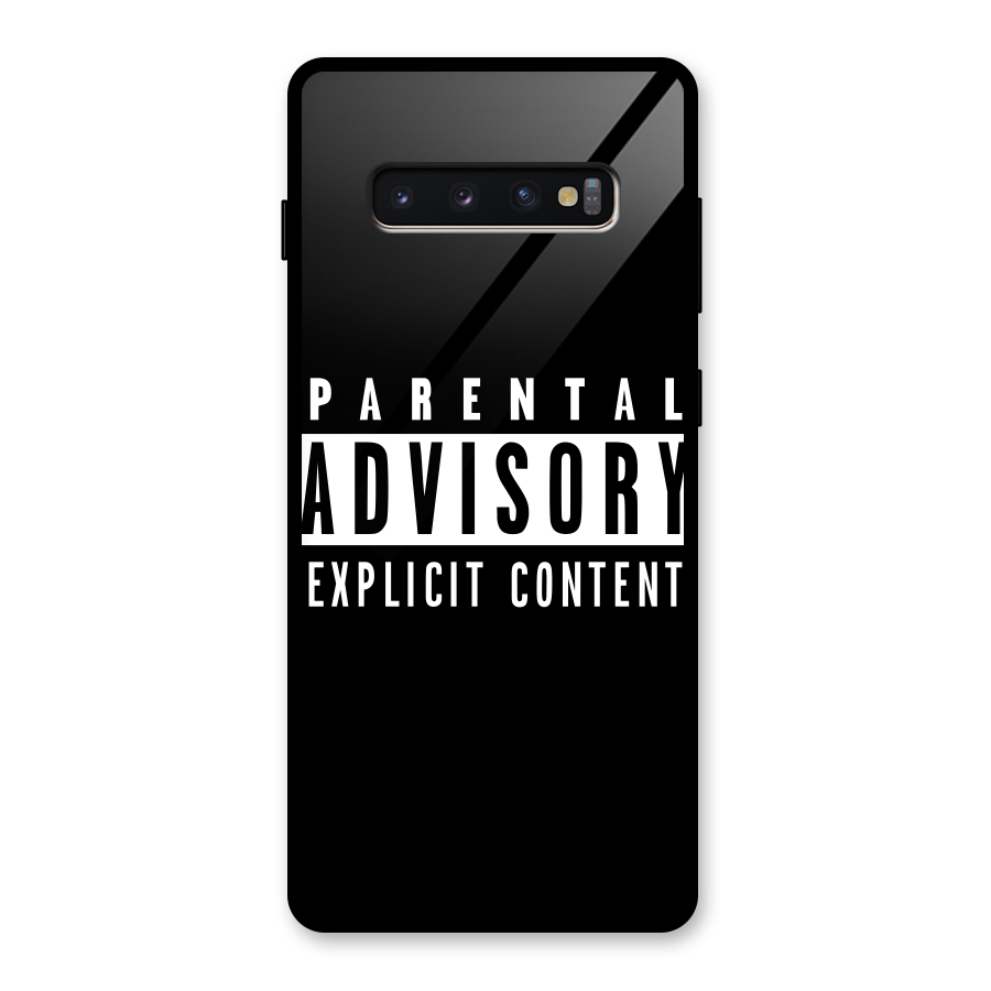 Parental Advisory Label Glass Back Case for Galaxy S10 Plus