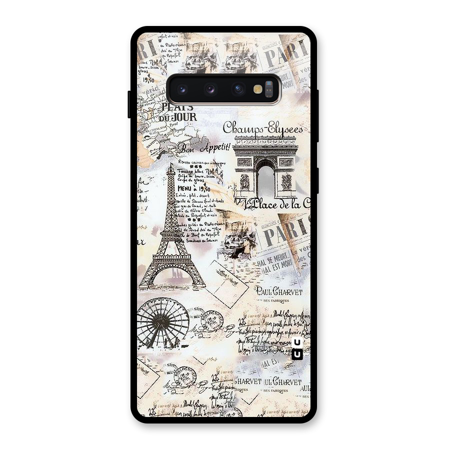 Paris Paper Glass Back Case for Galaxy S10 Plus