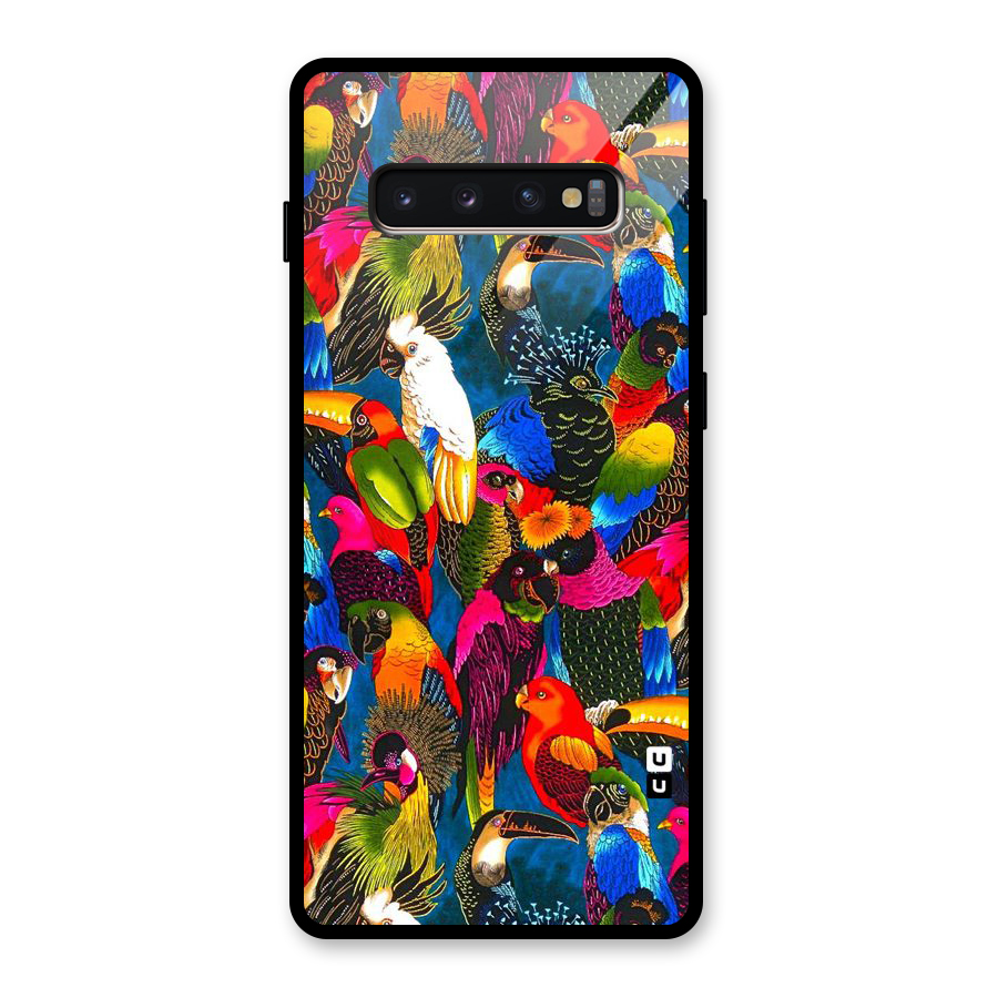 Parrot Art Glass Back Case for Galaxy S10 Plus