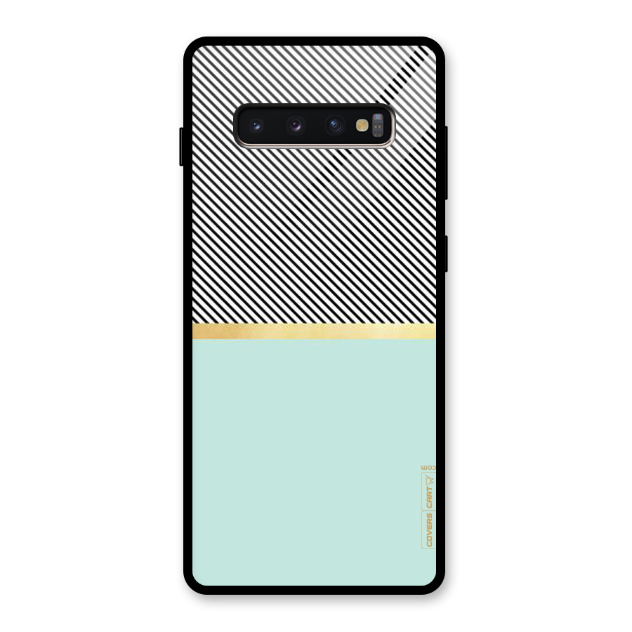 Pastel Green Base Stripes Glass Back Case for Galaxy S10 Plus