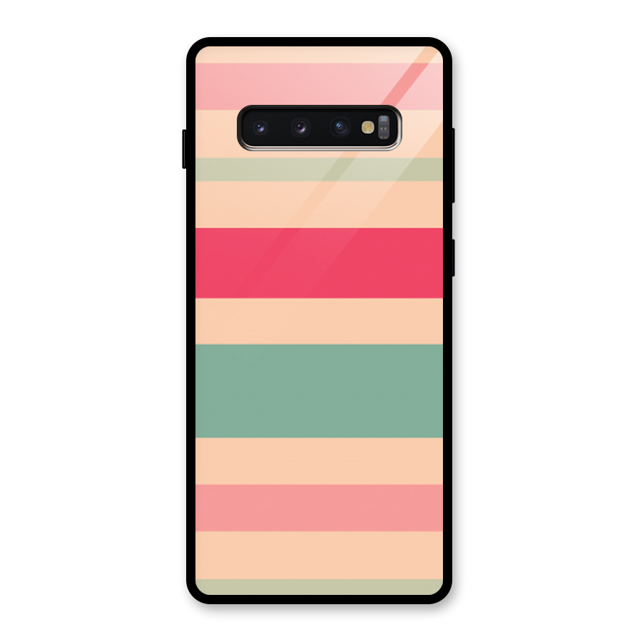 Pastel Stripes Vintage Glass Back Case for Galaxy S10 Plus