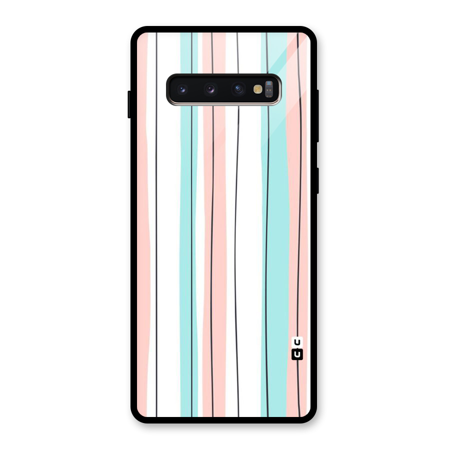 Pastel Tri Stripes Glass Back Case for Galaxy S10 Plus