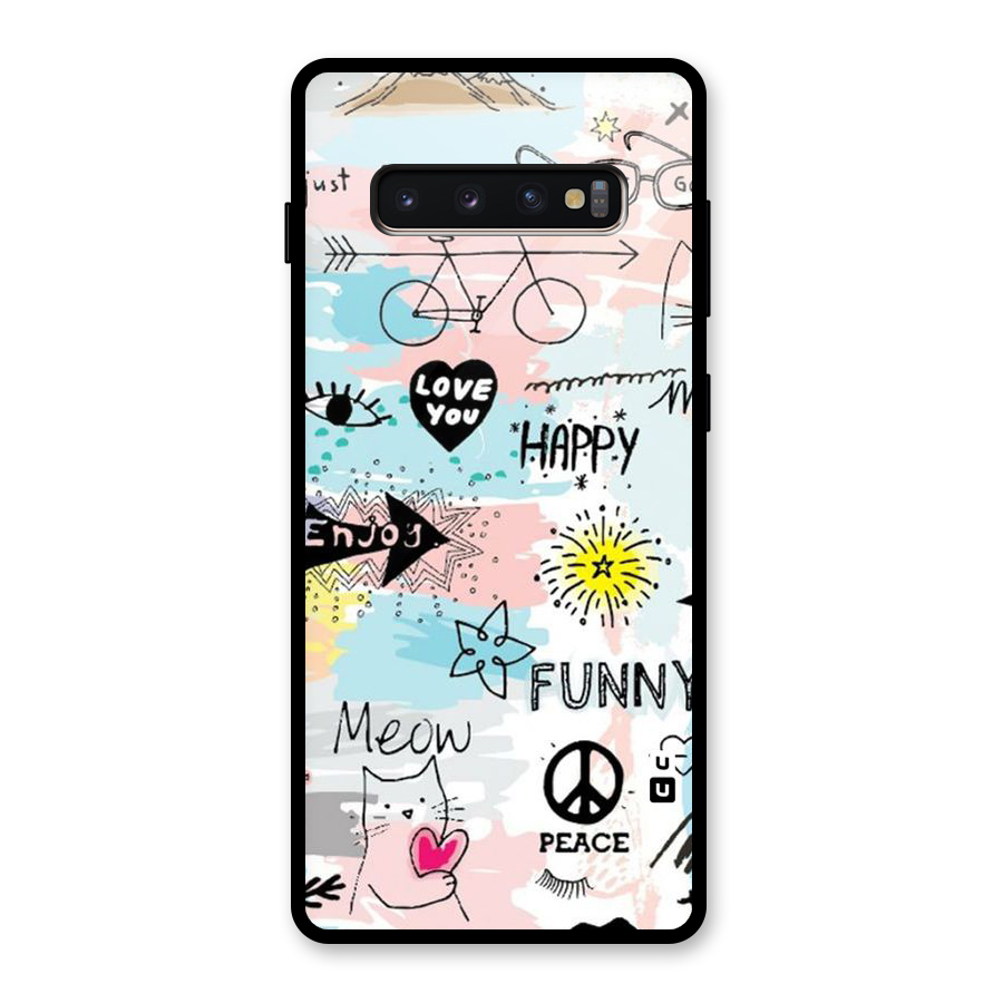 Peace And Funny Glass Back Case for Galaxy S10 Plus