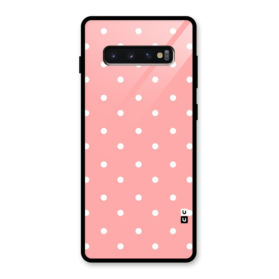 Peach Polka Pattern Glass Back Case for Galaxy S10 Plus