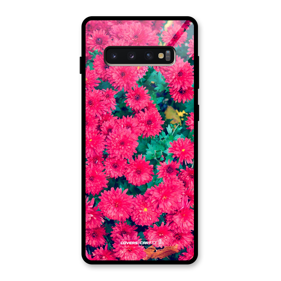 Pink Flowers Glass Back Case for Galaxy S10 Plus