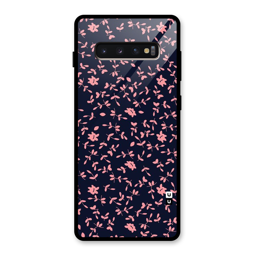Pink Plant Design Glass Back Case for Galaxy S10 Plus