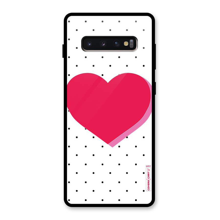 Pink Polka Heart Glass Back Case for Galaxy S10 Plus