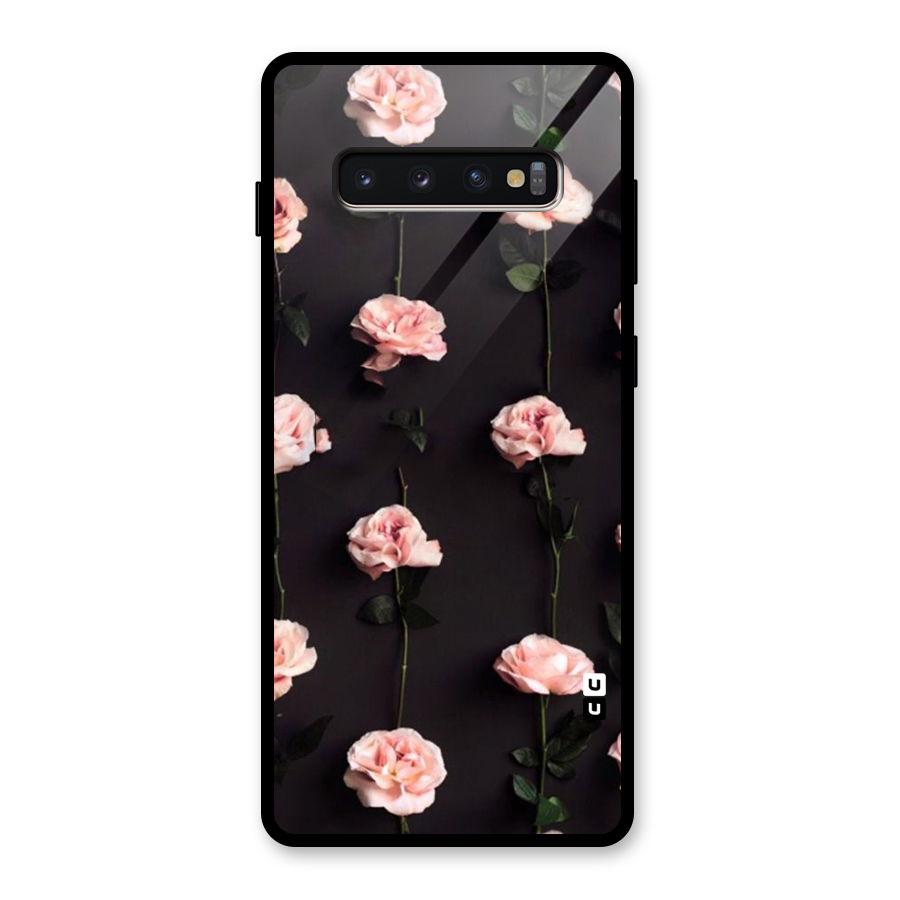 Pink Roses Glass Back Case for Galaxy S10 Plus