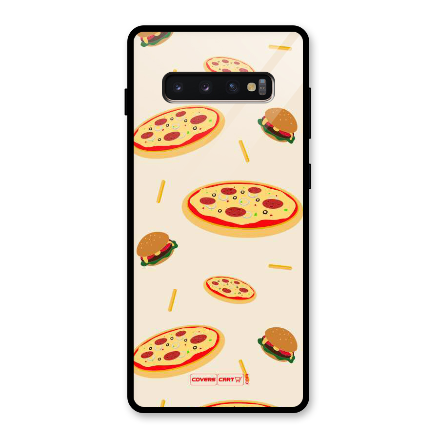 Pizza and Burger Love Glass Back Case for Galaxy S10 Plus