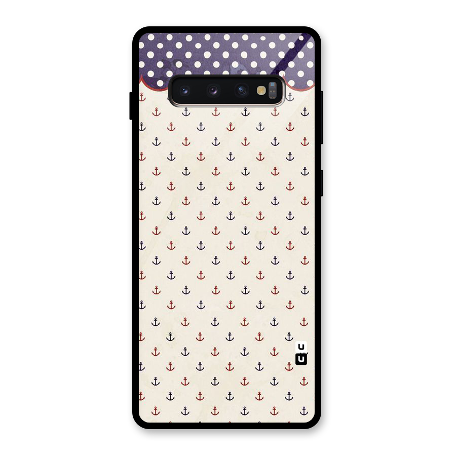 Polka Anchor Glass Back Case for Galaxy S10 Plus