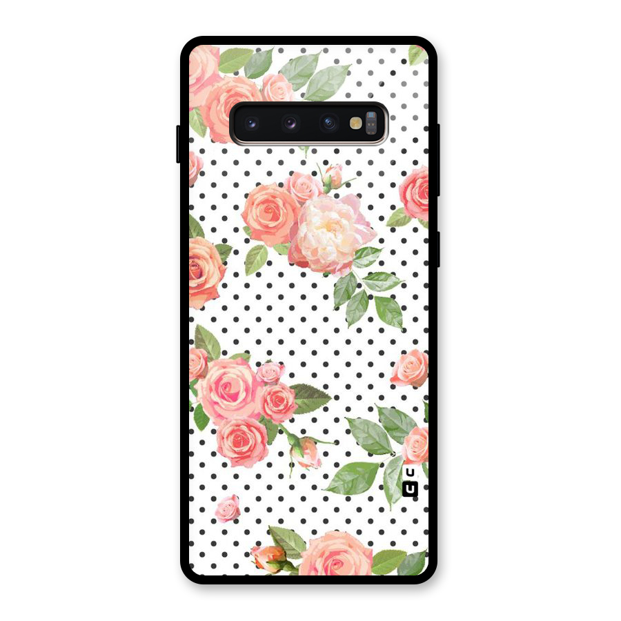Polka Bloom White Glass Back Case for Galaxy S10 Plus