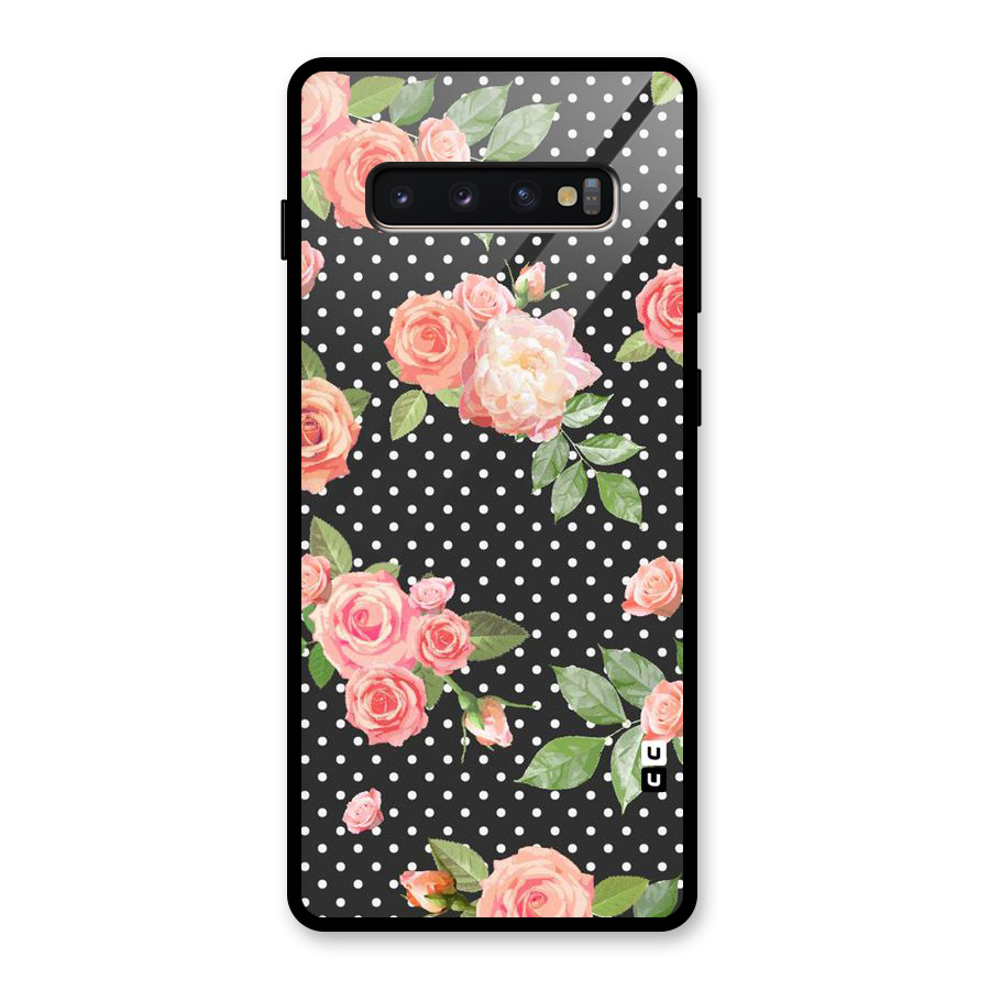 Polka Peach Glass Back Case for Galaxy S10 Plus