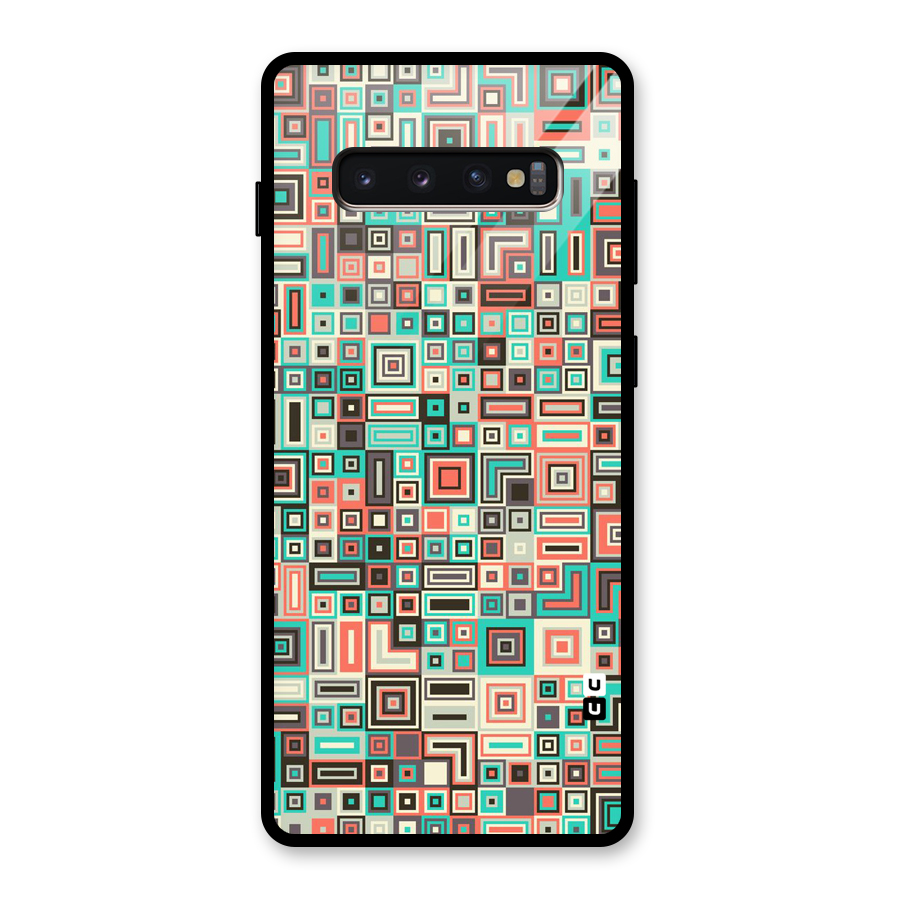 Pretty Boxes Design Glass Back Case for Galaxy S10 Plus