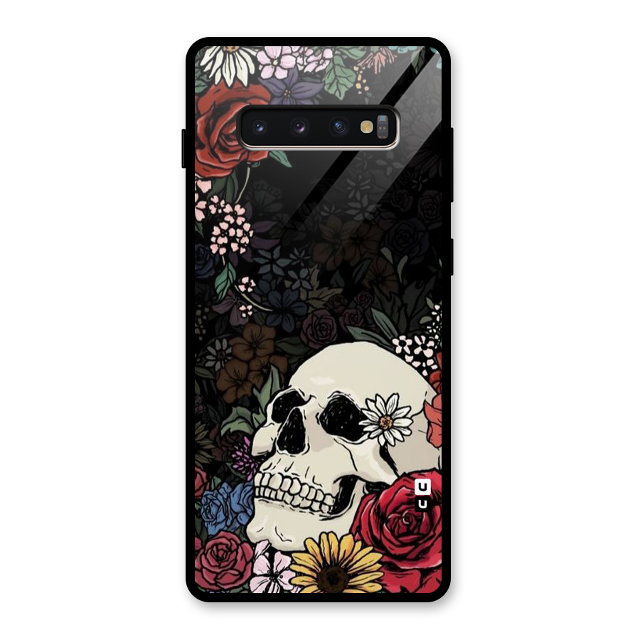 Pretty Skull Glass Back Case for Galaxy S10 Plus