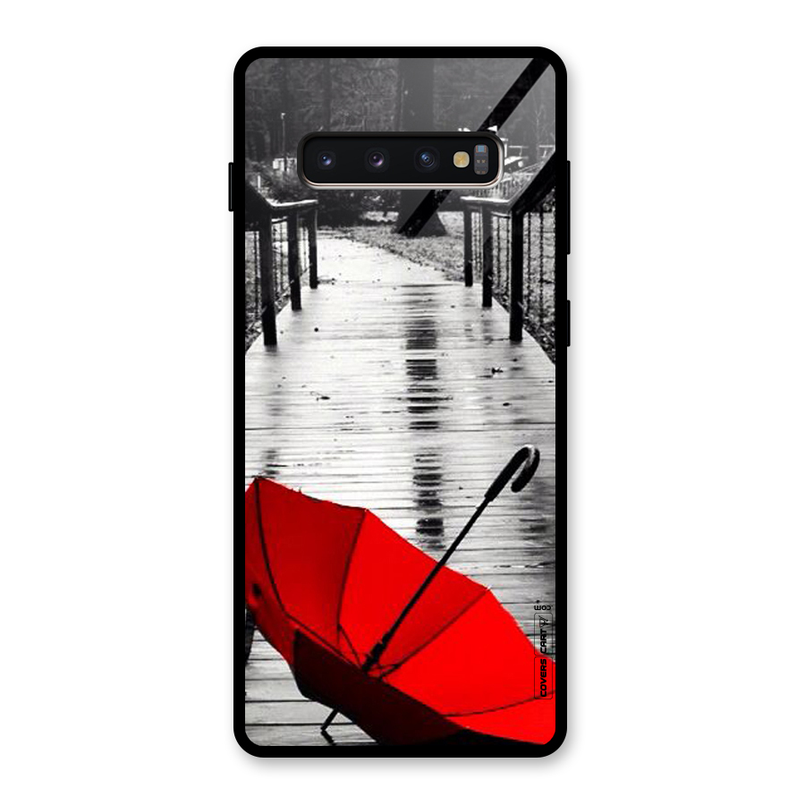 Rainy Red Umbrella Glass Back Case for Galaxy S10 Plus