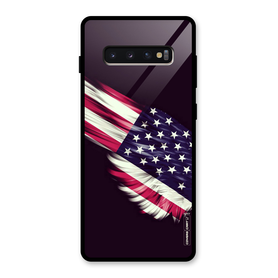 Red And White Stripes Stars Glass Back Case for Galaxy S10 Plus