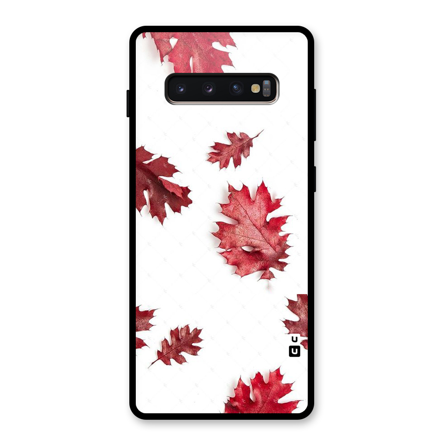 Red Appealing Autumn Leaves Glass Back Case for Galaxy S10 Plus