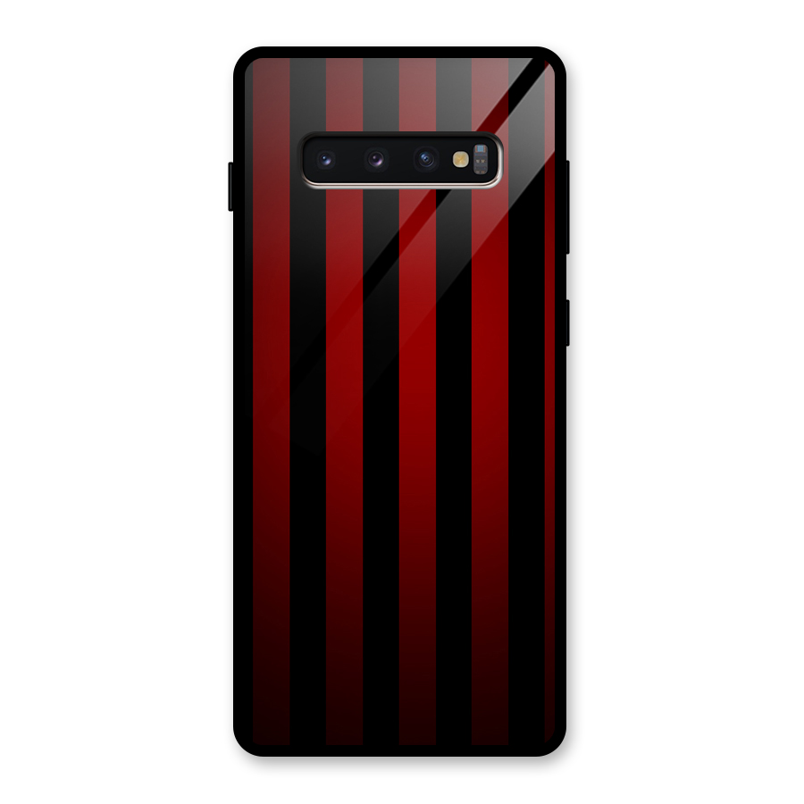 Red Black Stripes Glass Back Case for Galaxy S10 Plus
