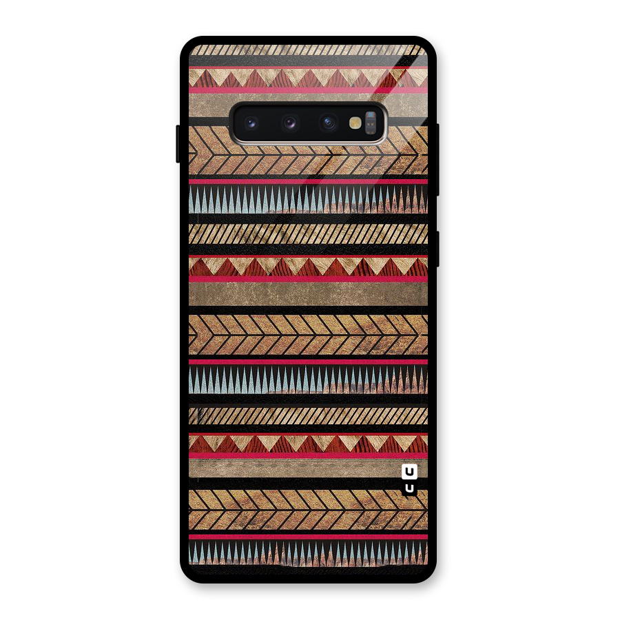 Red Indie Pattern Glass Back Case for Galaxy S10 Plus