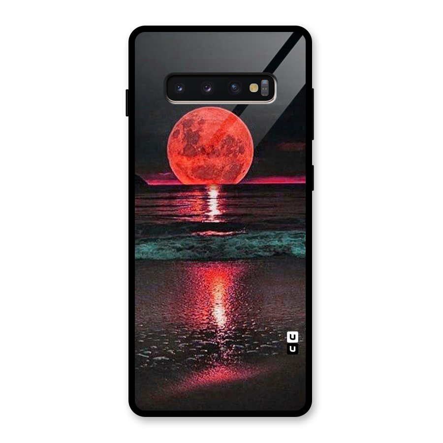 Red Sun Ocean Glass Back Case for Galaxy S10 Plus