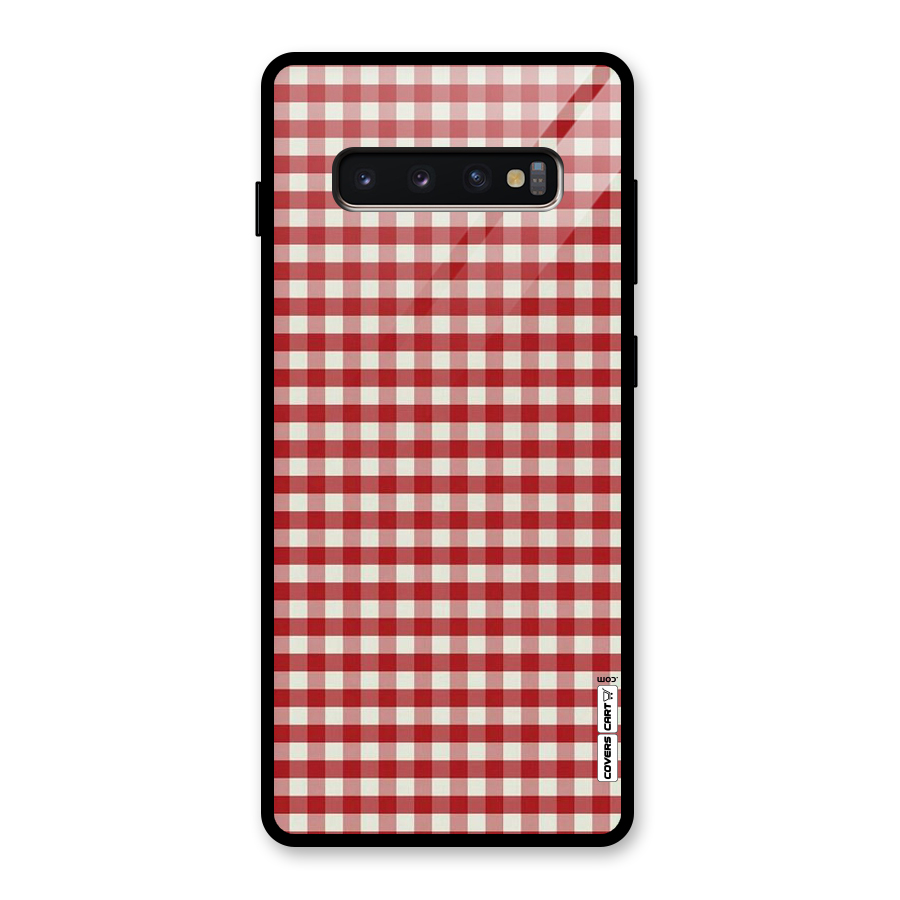 Red White Check Glass Back Case for Galaxy S10 Plus